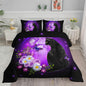 Black Cat Bedding Cartoon Cat Comforter Set Queen,Daisy Butterflies Printed Kids Bedding Set for Kids Boys Girls Adults Room Decor,Kids Comforter Set All Season,1 Quilt 2 Pillow Cases