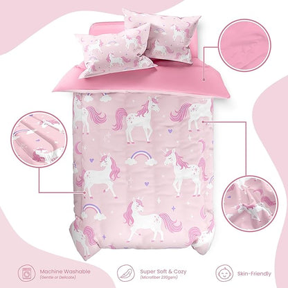 SANDJEST Unicorn Duvet Cover Sets Full Size for Kids Girls, Incude 1 Polyester Comforter Cover 80x90 Inches and 2 Pillowcases 20x26 Inches, Comforter Not Included, Gift for Christmas Birthday