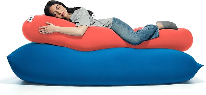 Yogibo Roll Long Full Body Pillow for Women and Men, Adults, for Back, Lumbar, Body Support, Side Sleeper, Maternity, Nursing, Pregnancy for Sleeping, Micro-Bead Filling, Coral