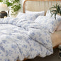 Blue Floral Duvet Cover Twin Cornflower Blue Botanical Flower Bedding Set Reversible Garden Coquette Bedding Girls Soft Microfiber 2Pcs Zipper Closure（No Comforter）