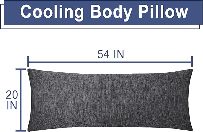 DWCN Cooling Body Pillow for Adults, 20x54 Inch Grey - Shredded Memory Foam Body Pillow with Removable & Adjustable Filling, Full Body Support for Side Sleepers, Pregnancy & Pain Relief