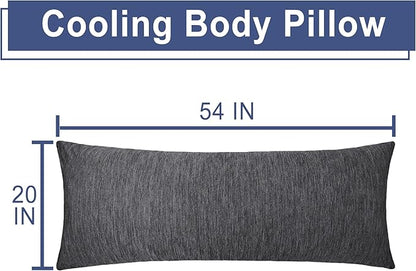 DWCN Cooling Body Pillow for Adults, 20x54 Inch Grey - Shredded Memory Foam Body Pillow with Removable & Adjustable Filling, Full Body Support for Side Sleepers, Pregnancy & Pain Relief
