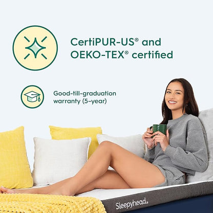 Sleepyhead Twin XL 3 Inch Premium Copper Mattress Topper – Copper-Infused Memory Foam Bed Topper – Soft and Comfortable Support, Cooling, Plush, Washable Cover, CertiPUR-US Certified (XL Twin 3")