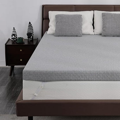 4 Inch Gel Memory Foam Mattress Topper Queen Size, Cooling Bed Topper for Pressure Relief with Removable Breathable Soft Cover, CertiPUR-US Certified, No Smell, No Slip