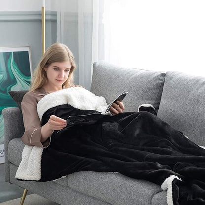 IR Imperial Rooms Black Sherpa Blankets Queen Size for Bed - Wholesale Bulk Pack of 9 Sherpa Blankets - Soft Fluffy Throw Blanket for Hotels, Guest Bedroom, 90x90 Inches
