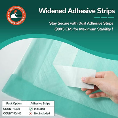 Bed Pads with Adhesive Strips 30''X36'', 30 Count | Extra Large XL Underpads | Secure & Waterproof Chucks for Incontinence Care | for Adults, Seniors, Kids & Pets