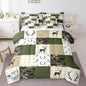 Feelyou Wild Deer 7 Piece Bedding Set King Size Geometric Pattern Comforter Set with Sheets for Kids Boys Girls Teens Green and Beige Bed in a Bag Camouflage Bed Set