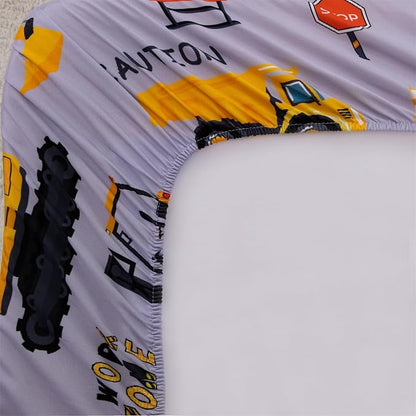 Holawakaka Kids Zipper Bedding Construction Comforter Set, Boys Twin Size Trucks Excavator Tractor Print Zippered Bed Sets,Toddler-boy Child Dorm Zip Bedding