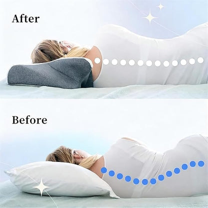 Sleep Apnea Pillow,Advanced Memory Foam Breathable Contour Support,Orthopedic Contour Pillow for Side Sleepers, Ergonomic Neck Support–Soft Removable Washable (White)