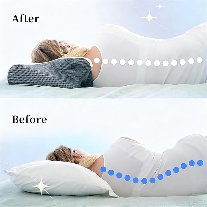 Sleep Apnea Pillow,Advanced Memory Foam Breathable Contour Support,Orthopedic Contour Pillow for Side Sleepers, Ergonomic Neck Support–Soft Removable Washable (Blue)