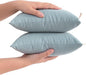 FLXXIE 2 Pack Microfiber Small Mini Pillows, 11x7 Inches, Soft Washable Travel Nap Pillows, Greyish Green