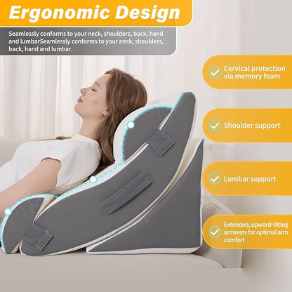 Wedge Pillow Set for After Surgery – 5PCS Orthopedic Bed Wedge Pillow Set for Sleeping, Body, Back and Leg Pain Relief Comfortable & Adjustable Support Pillows-Anti Snoring (Grey)
