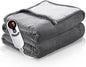 Heated Electric Blanket 62"x84" Twin Size Thickened Flannel and Sherpa with 6 Heating Levels & 10 Hours Auto-Off Overheating Protection-Light Gray