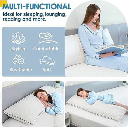MAGIC ELEPHANT Body Pillow, Memory Foam Body Pillow for Adults, Long Pillow for Bed and Sleeping, Full Long Bed Pillow (White-Without Cover, 20x54 Inch)