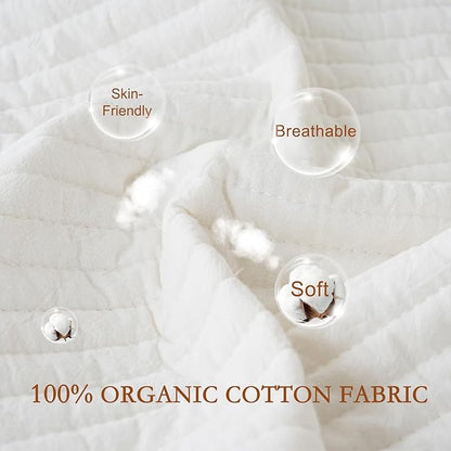 YOUR MOON Natural Wool Mattress Pad King – 200GSM Organic Australian Wool Mattress Topper, Quilted Fitted Mattress Bed Cover with 16" Deep Pocket, Hypoallergenic Cotton Cover (White)