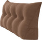 Triangular Reading Bed Rest Pillow Large Bolster Cushion Headboard Backrest Wedge Pillow with Removable Cover and Two Large Side Pockets (Brown, 47 x 8 x 20 inches)