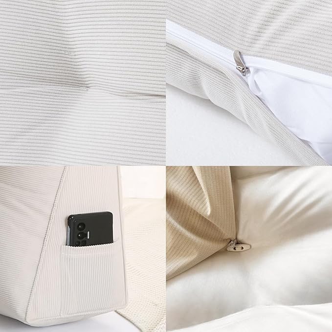 California King Triangle Bed Wedge Pillow for headboard Gap Triangular Reading Pillows for Sitting in Bed Adult Wedge headboard Pillow, Beige