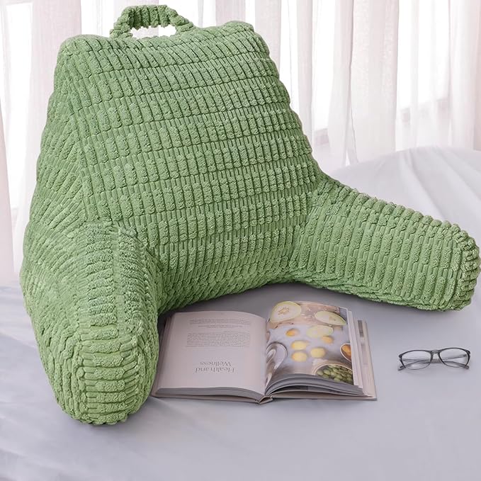 Reading Pillows for Sitting in Bed Adult, Back Rest Pillow for Sitting Up in Bed and Couch, Back Support Chair Pillow Support for Adult Backrest Pillows for Reading (Sage Green)