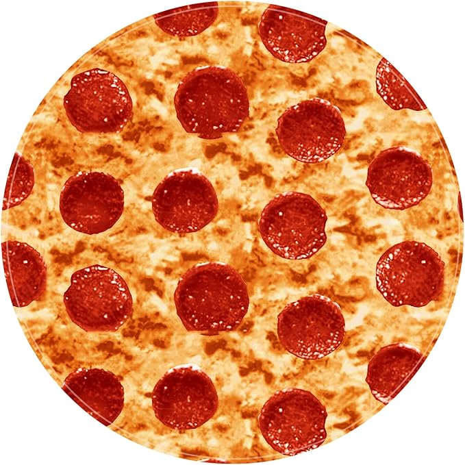HDFK Pizza Blanket Adult Size, Round Food Blankets Funny Gifts Realistic Cheese Pepperoni Cozy Throw Double-Sided Short Plush Flannel Soft Fuzzy Novelty Red 71 inches for Couch Bed Lightweight