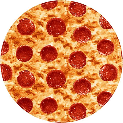 HDFK Pizza Blanket Adult Size, Round Food Blankets Funny Gifts Realistic Cheese Pepperoni Cozy Throw Double-Sided Short Plush Flannel Soft Fuzzy Novelty Red 71 inches for Couch Bed Lightweight