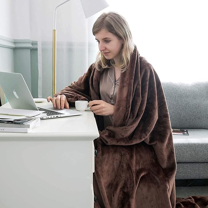 IR Imperial Rooms Fleece Blankets Queen Size 90x90 Inches- 8 Pack - Super Soft Fluffy Throw Blanket for Sofa and Bed - Warm and Cozy Lightweight 400 GSM Microfiber Bed Throws Blankets (Queen, Coffee)
