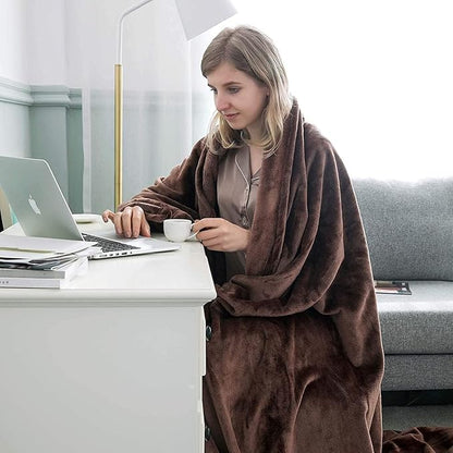 IR Imperial Rooms Fleece Blankets Queen Size 90x90 Inches- 8 Pack - Super Soft Fluffy Throw Blanket for Sofa and Bed - Warm and Cozy Lightweight 400 GSM Microfiber Bed Throws Blankets (Queen, Coffee)