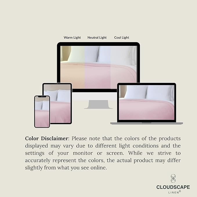 Cloud Scape Linen 100% Cotton Blanket King Size for Bed – Heavy & Soft, All Season, Winter Layering Blanket, Herringbone Weave, Best Gift for Christmas, fits Up to Cal King, 92x108, Seashell Pink