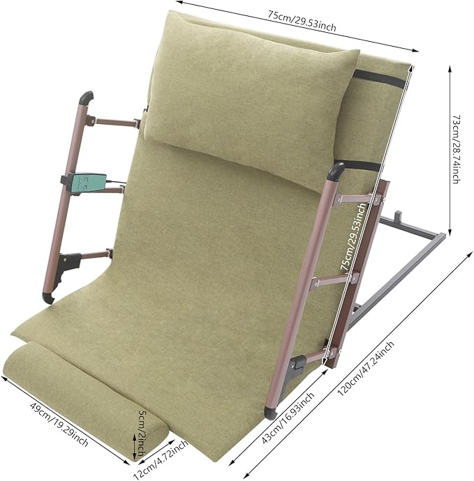 Electric Lifting Backrest for Bed, 2-80° Adjustable Lifting Bed Backrest with Pillow, Short Mat, Leg Pad, Electric Lifting Backrests for Pregnant Women Elderly-Green