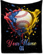 Personalized Baseball Blanket, Custom Baseball Gifts for Kids Boys Men, Sport Throw Blankets for Adults Team Player, Soft Flannel Throws Gift Home Decor (Colorful, 60x80 Inch)