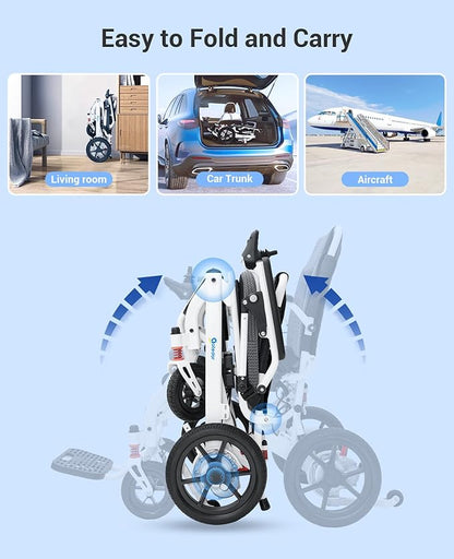 Aotedor Electric Wheelchairs for Adults,22 Miles Long Travel Range with 2 Lithium Batteries All Terrain Power Wheelchair,Ultra Lightweight 39Lbs Folding Compact Motorized Wheelchair,Airline Approved