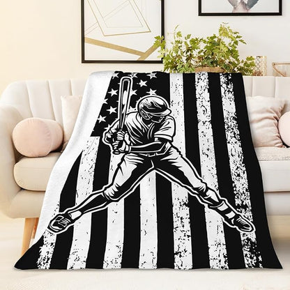 Boys Blanket Baseball Throw Blankets for Kids Teens 8-12, 60x50 Inches Plush Comfy Soft Sports Throws for Couch Bed Home Decorations Stuff Gifts Ideas