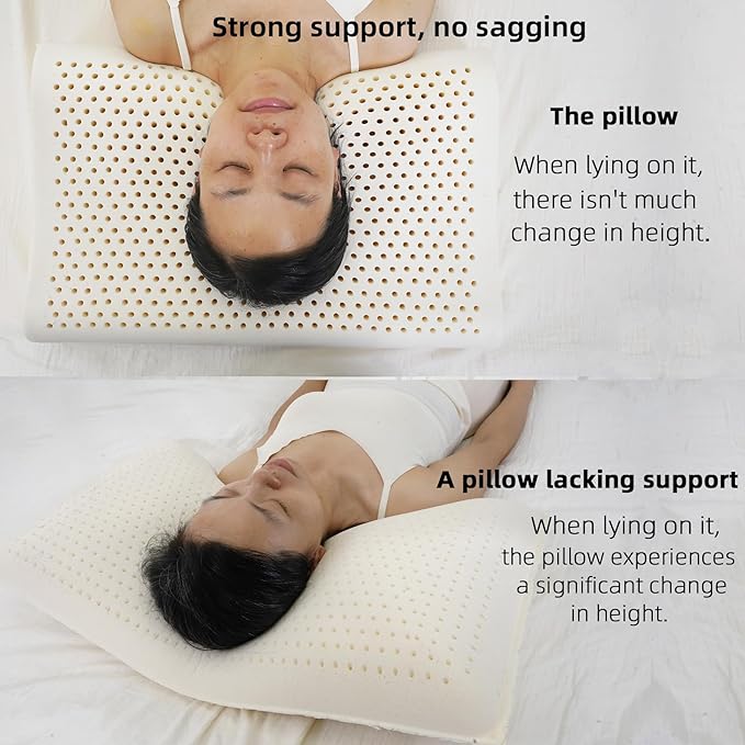 Ultra Thin Nature Latex Foam Pillow-Bouncy Yet Sturdy Soft and Supportive，Ultra Slim Cervical Neck Contour Pillow for Back Sleepers，for Neck Shoulder Pain Relief(23.6"×15.7"×3.1"/3.9")