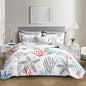 Coastal Themed Quilted Quilt Queen Size,Starfish Bedding Sets for Kids Girls Room Decor,Coral Bubbles Pattern Lightweight Quilt with 2 Pillowcases.