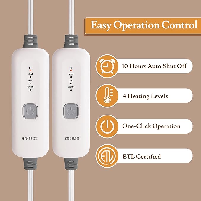 Electric Heated Blanket 84"x90" Queen Size - 4 Heat Settings & Dual Controllers, 10H Auto Shut Off, Ultra-Soft Sherpa Heated Blanket with Overheat Protection, Light Pink