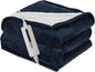 Electric Blanket Twin Size 62" x 84" Thickened Flannel and Sherpa Heated Blanket,10 Hours Timer Auto-Off,5 Heating Levels,for Bedroom Office Couch,Navy Blue