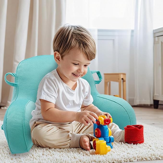 LiveGo Reading Pillow for Kids, Velvet Back Support Cushion for Sitting Up in Bed Adults, Kids Cuddle Cushion with Arms & Backrest Support Pillow for Teen Boys Girls Reading Bed Rest