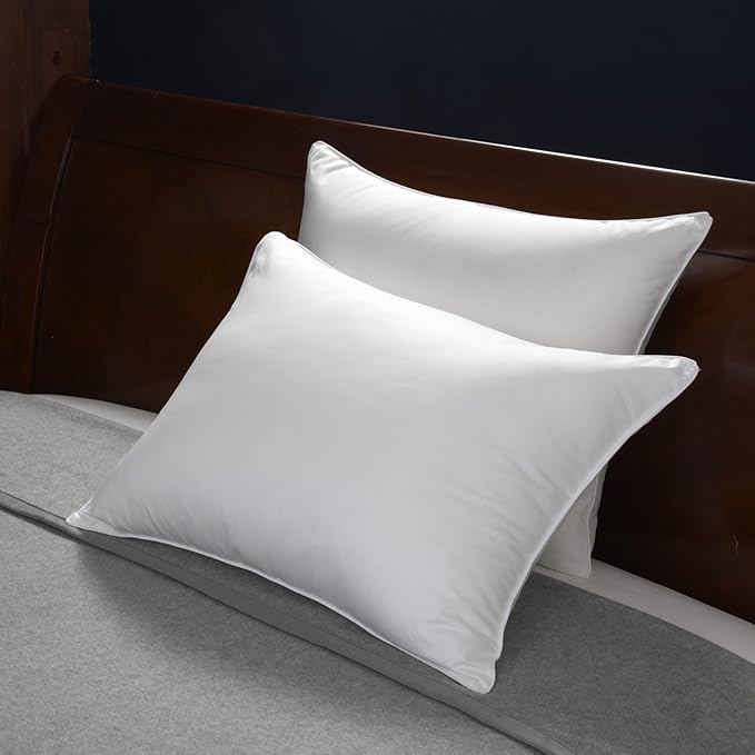 Cuddledown Dreamstead 800 Fill Power Pillow | European White Down | 100% Cotton Shell, Sateen Weave | Hypoallergenic | Handcrafted | Oeko-TEX & RDS Certified | 20" x 26" | Standard | Firm