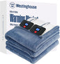 Westinghouse Electric Blanket King, Flower Jacquard Heated Blanket King Size with 10 Heating Levels and 1-12 Hours Auto-Off, Flannel to Sherpa Reversible, Machine Washable (90" x 100", Blue)