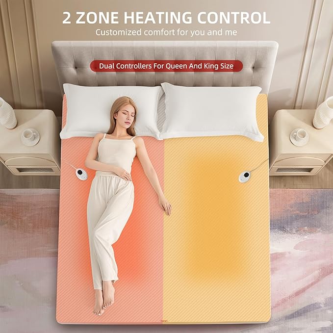 Bwarm Waterproof Heated Mattress Pad, ETL Certified Bed Warmer with Memory Function 9 Heat Settings, 1-12 Hours Auto Off Deep Pocket, Machine Washable, White King