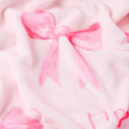 Lotus Karen Pink Bow Glow in The Dark Love Blanket Birthday Gifts for Girls 1 2 3 4 5 6 7 8 9 10 11 12 Kids Blanket with Heart Halloween Christmas Girl Gifts Ideas Cute Bedroom Decor（Pink Bow 60"×80"