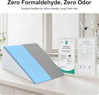 [2025 New 12" Memory Foam Wedge Pillow for Sleep Apnea, Sleeping, Acid Reflux Relief, Snoring, Dual Sided Cooling & Warm Fabric Triangle Pillow Wedge for After Surgery, Back, Leg - Gray