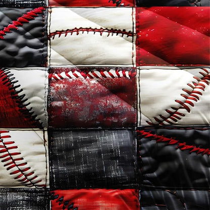 Red and Black Plaid Comforter Set Full，Baseball Bedding Set Full Red and Black，Sport Quilt for Boys，with 1 Comforter with 2 Pillow Case