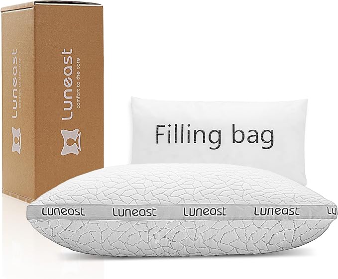 Memory Foam Pillows for Sleeping Adjustable Bamboo Blend Breathable Bed Pillow for Side, Back, and Stomach Sleepers Washable Pillow Cover King Size 17X33IN