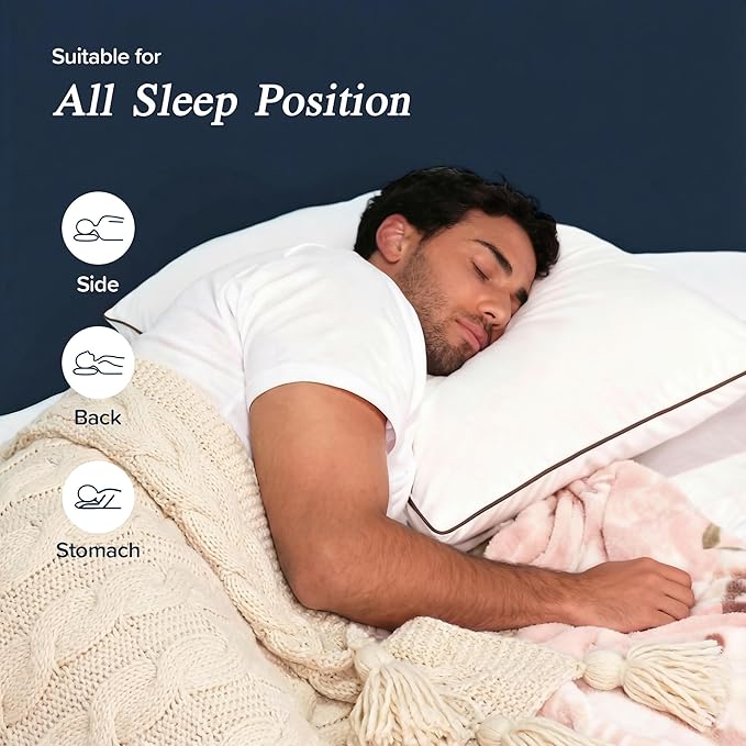 puredown® Made in USA Goose Feather Down Pillow, 100% Cotton Cover, Hotel Pillows King Size Set of 2, Luxury Feather Pillows for Back, Stomach or Side Sleepers