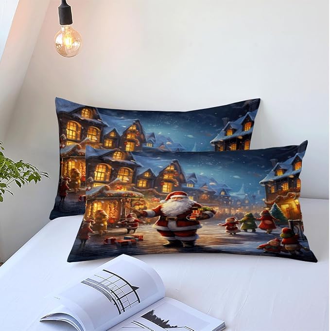 Christmas Duvet Cover Bedding Sets King Size for Kids Girls Teens, Christmas Petal Country Bedding Décor, 1 Duvet Cover and 2 Pillow Shams - 104x90 inches