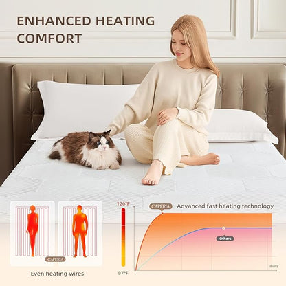 Multizone Waterproof Heated Mattress Pad, Individual Body & Feet Electric Mattress Bed Warmer 9 Heat Settings, 1-12 Hours Auto Off, Deep Pocket, Fast Heating, Machine Washable Twin, 39" x 75"