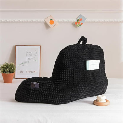 Holawakaka Adults Reading Pillow with Arms, Backrest Reading & Rest Pillows for Sitting Up in Bed, Bed Rest, Lounging, Working on Laptop,Arms Back Support Cushion for Men Women Teens, Black