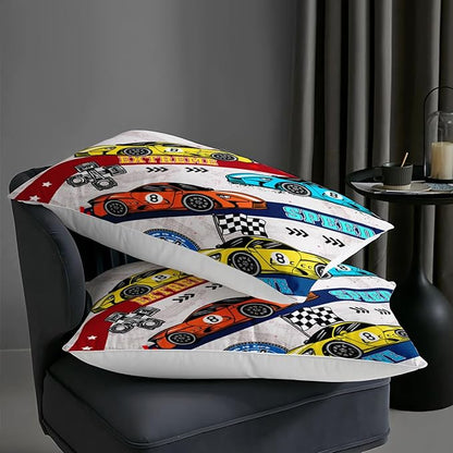 AILONEN Racing Car Comforter Set Twin Size, Plaid Bedding Set for Kids Boys,Cool Speed Race Car Bed in a Bag 3 Pcs,1 Quilt and 2 Pillowcases,Soft Microfiber