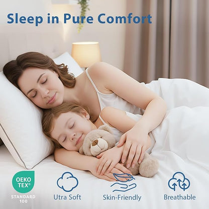 JOLLYVOGUE Standard Pillows, Oeko-Tex Certified Bed Pillows for Side, Back, and Stomach Sleepers - Medium Support Down Alternative Filling, Machine-Washable