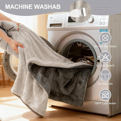 Heated Blanket Electric Blanket Queen 84"x90" Dual Control Flannel Heating Blanket with 12 Heat Levels 12H Timer Auto Shut-Off Overheat Protection Soft & Cozy Machine Washable (Queen (84"x90"))